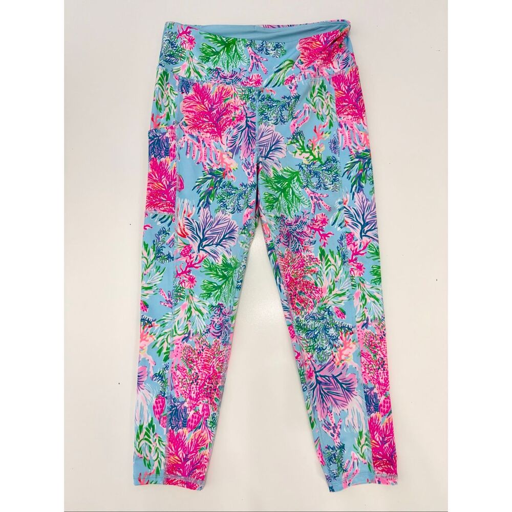 Lilly Pulitzer Weekender High Rise Midi Legging Celestial Blue Cay To My Heart L